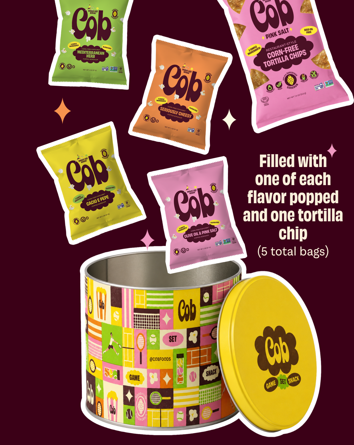 Game. Set. Snack. Tin